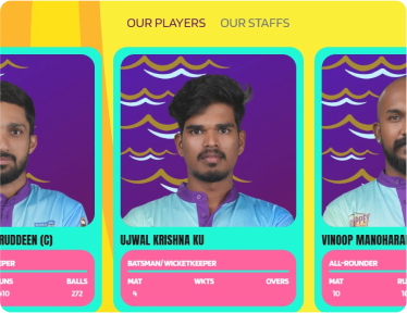 Cricket Players Grid